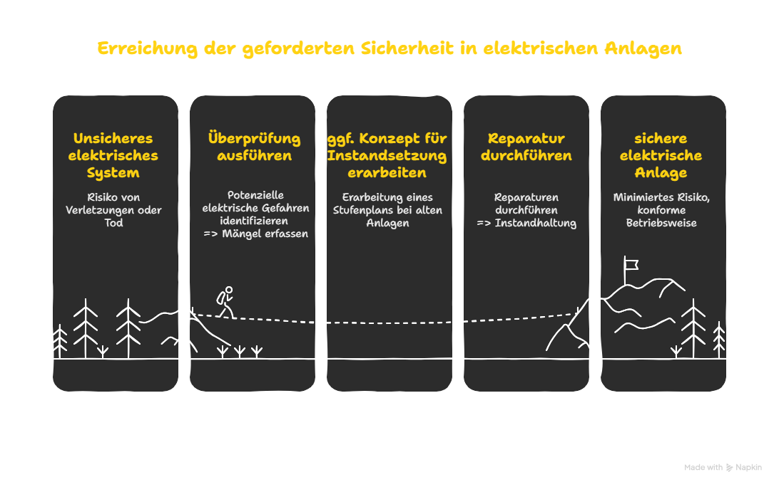 Überprüfungen von Anlagen weiß mit gelber Überschrift